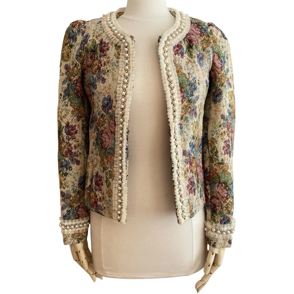 BOOHOO BOUTIQUE  | ‘Grace’ Trophy Jacket Pearl & Brocade NWT Sz S